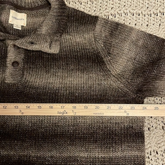 G.H. Bass &Co 1/4 Button pullover Sweater cross stitch elbows Men’s Sz XL hombre - Picture 7 of 15